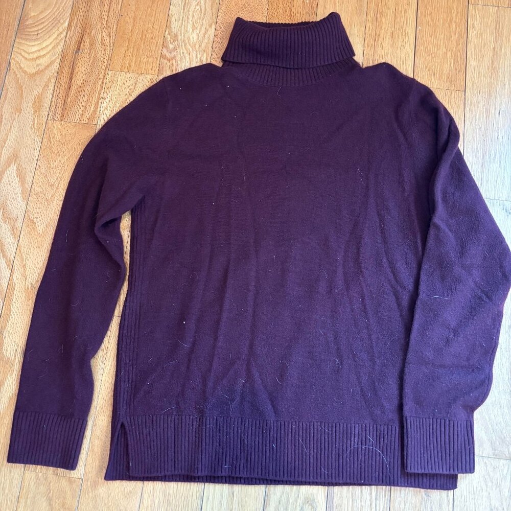 Quince Luxe Baby Cashmere Burgundy Turtleneck Sweater Size M Never Worn